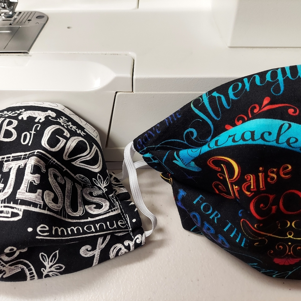 2x Christian masks covers Jesus Names Praises